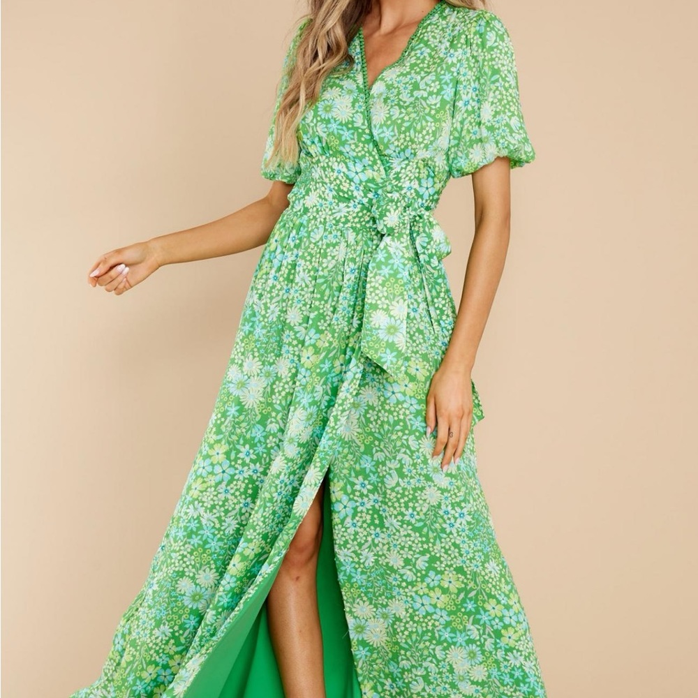 BTFL-Life Kyla Green Wrap Maxi Dress NWT
